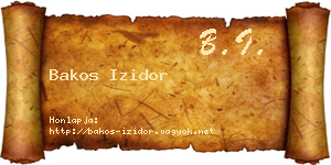 Bakos Izidor névjegykártya